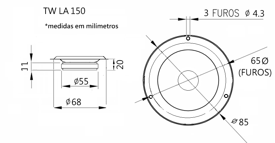 DIMENSÕES DO TW LA 150